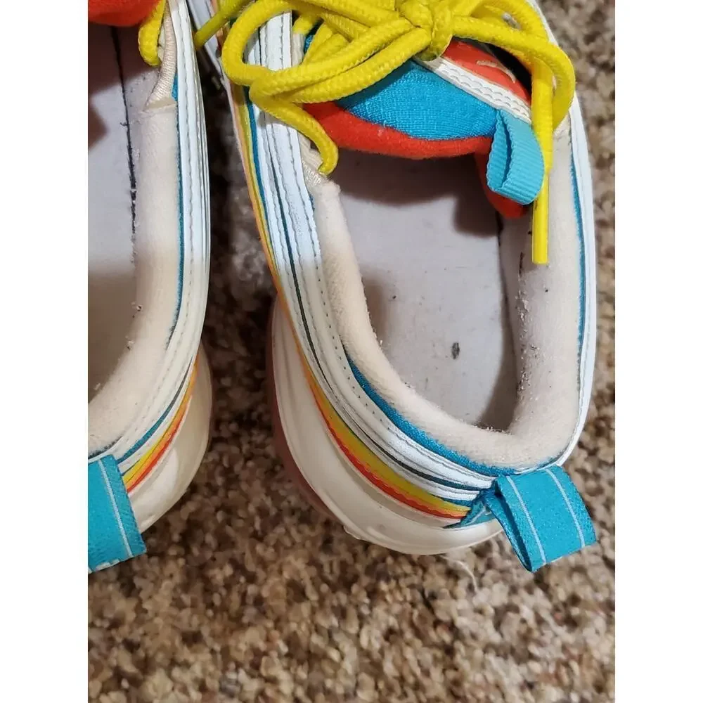 Nike Air Max 97 GS CK0052‑400 Youth 5Y Blue Yellow Red Sneakers